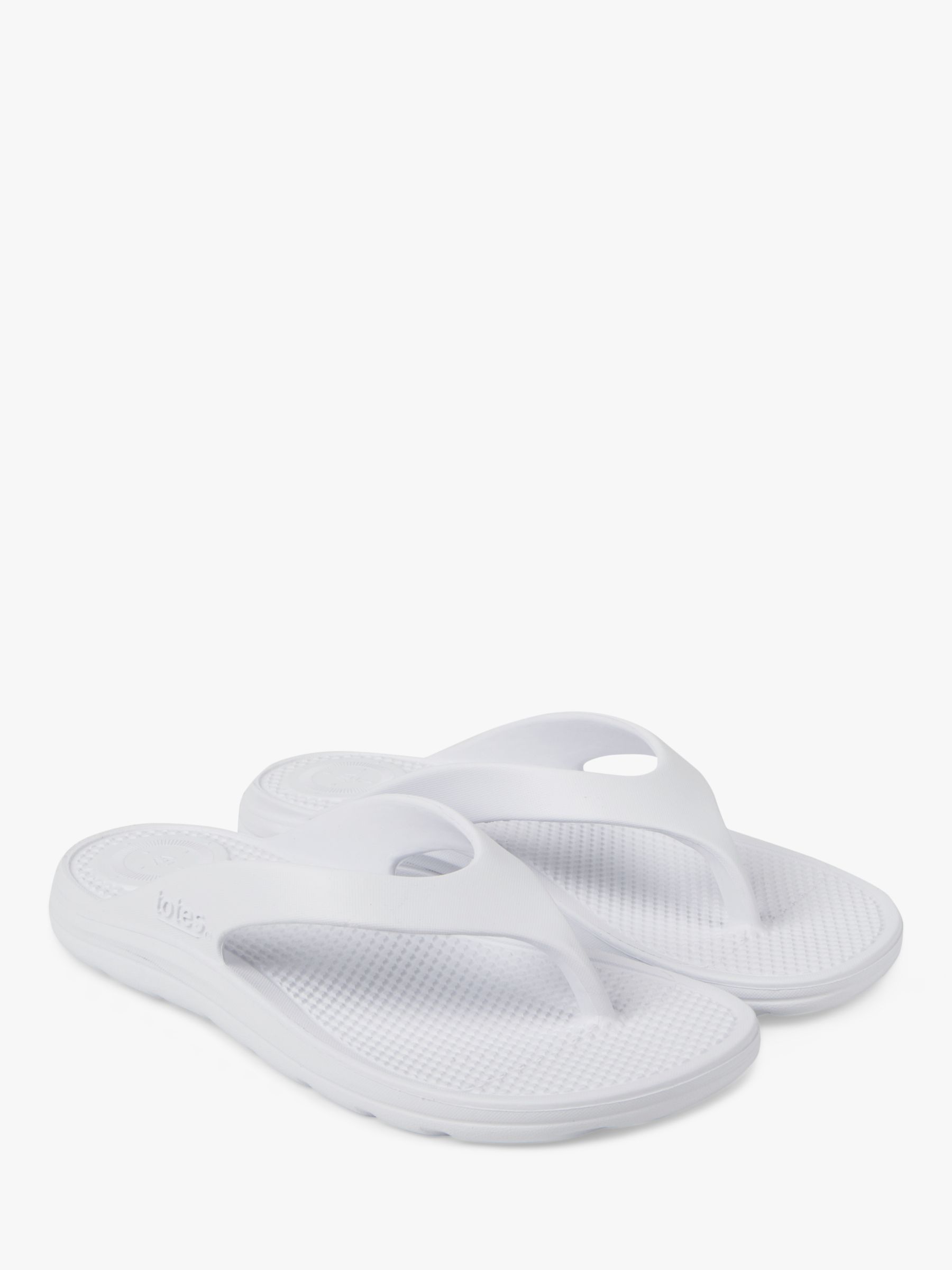 totes SOLBOUNCE Toe Post Sandals, White at John Lewis & Partners