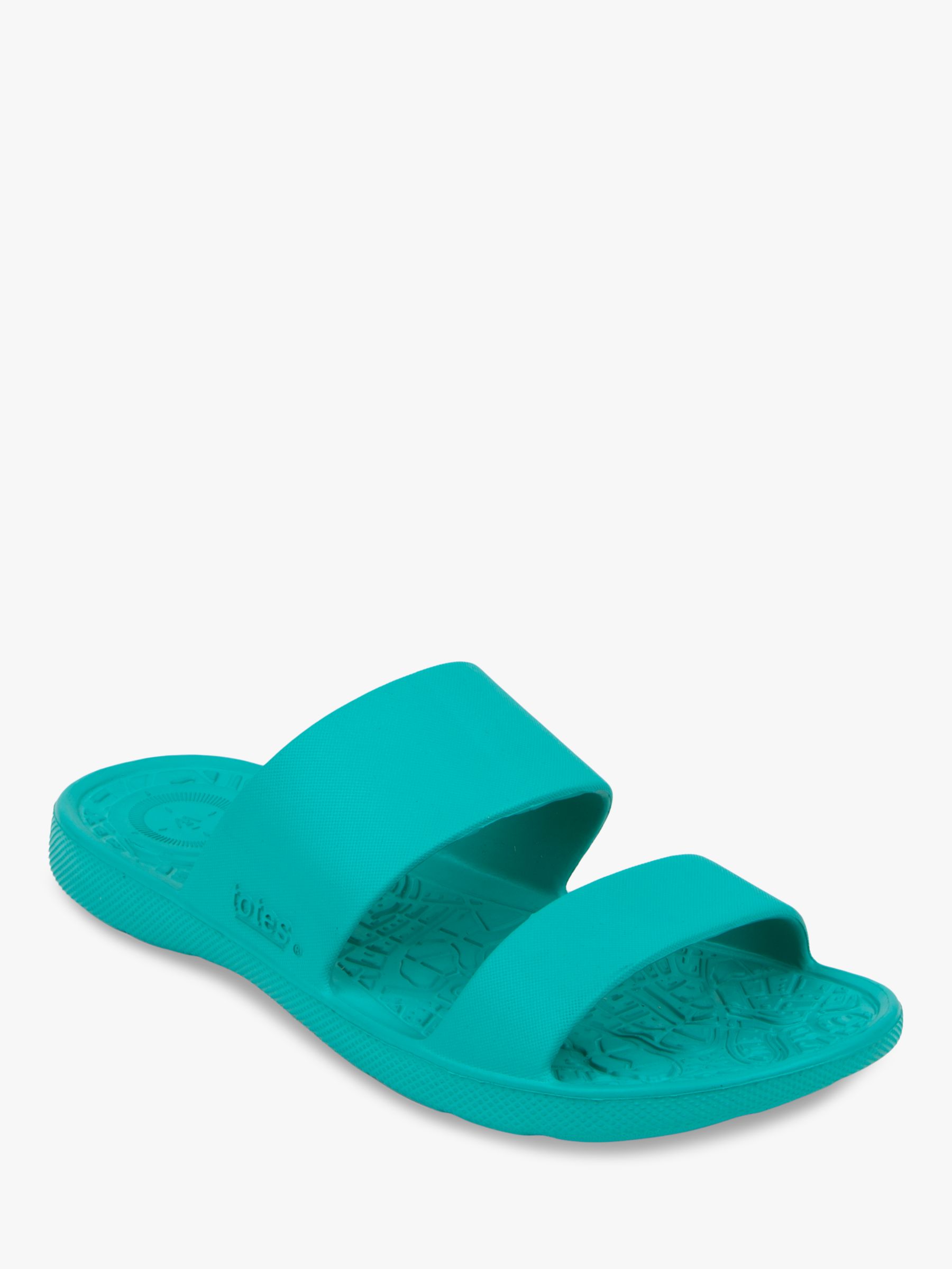 totes SOLBOUNCE Double Strap Slider Sandals, Turquoise at John Lewis ...