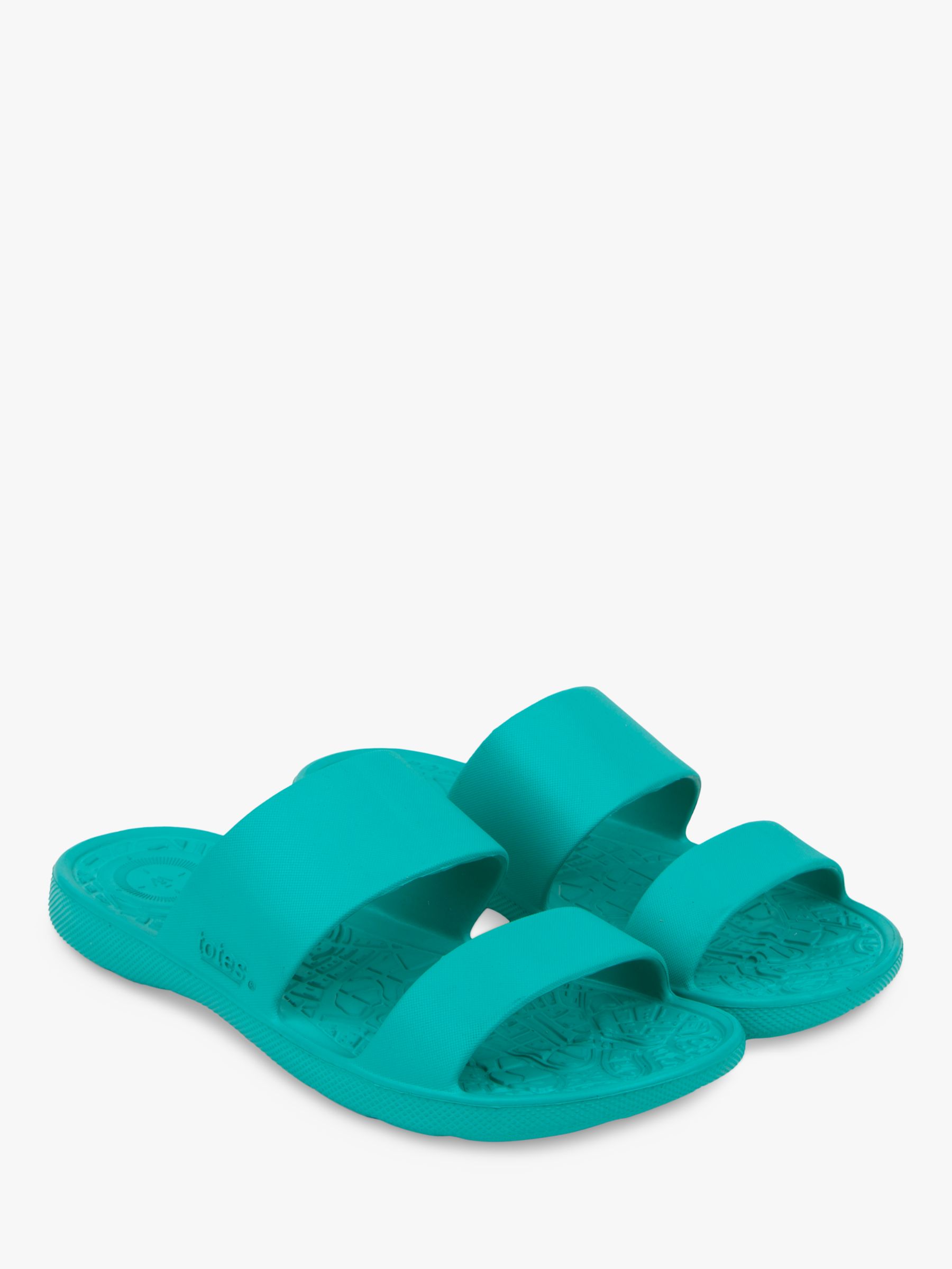 totes SOLBOUNCE Double Strap Slider Sandals, Turquoise at John Lewis ...