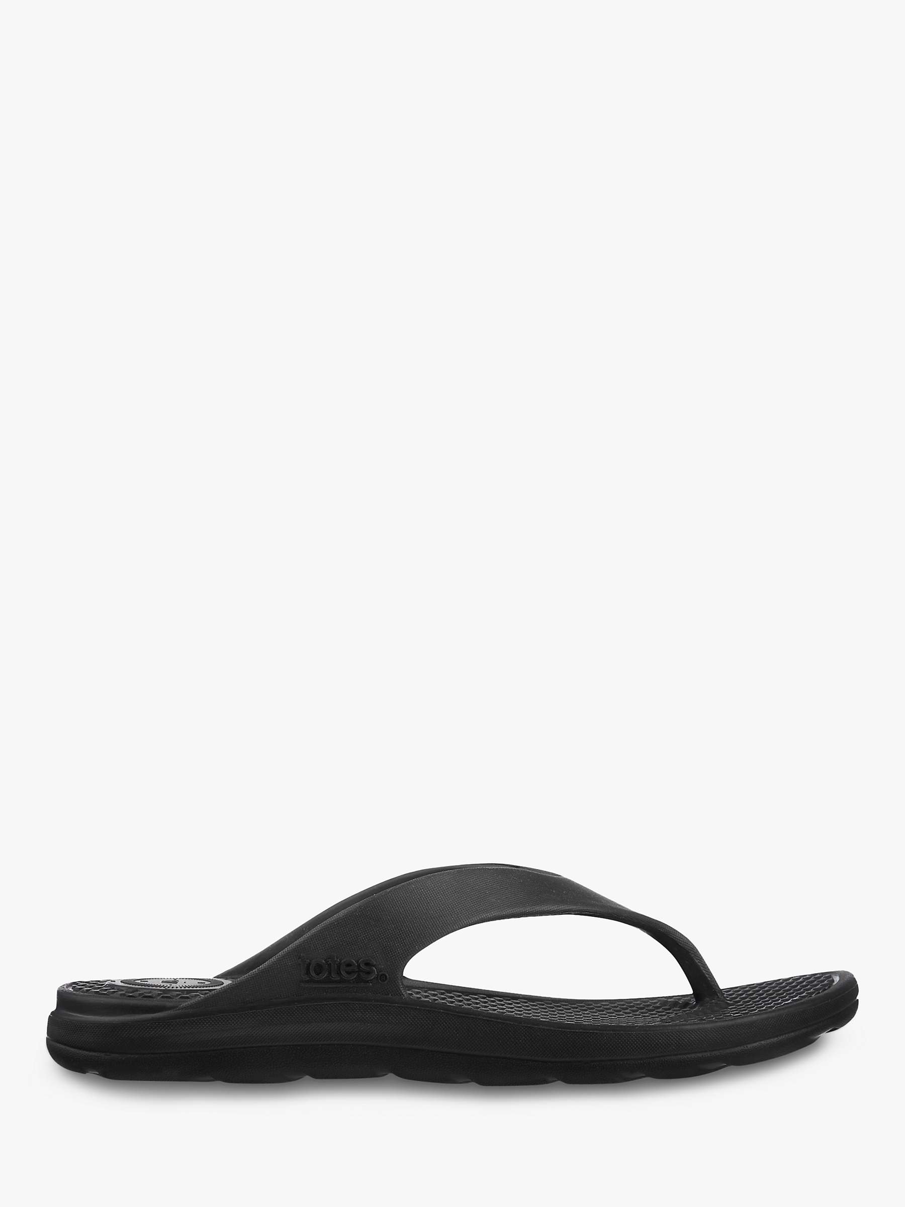 totes SOLBOUNCE Toe Post Sandals, Black at John Lewis & Partners