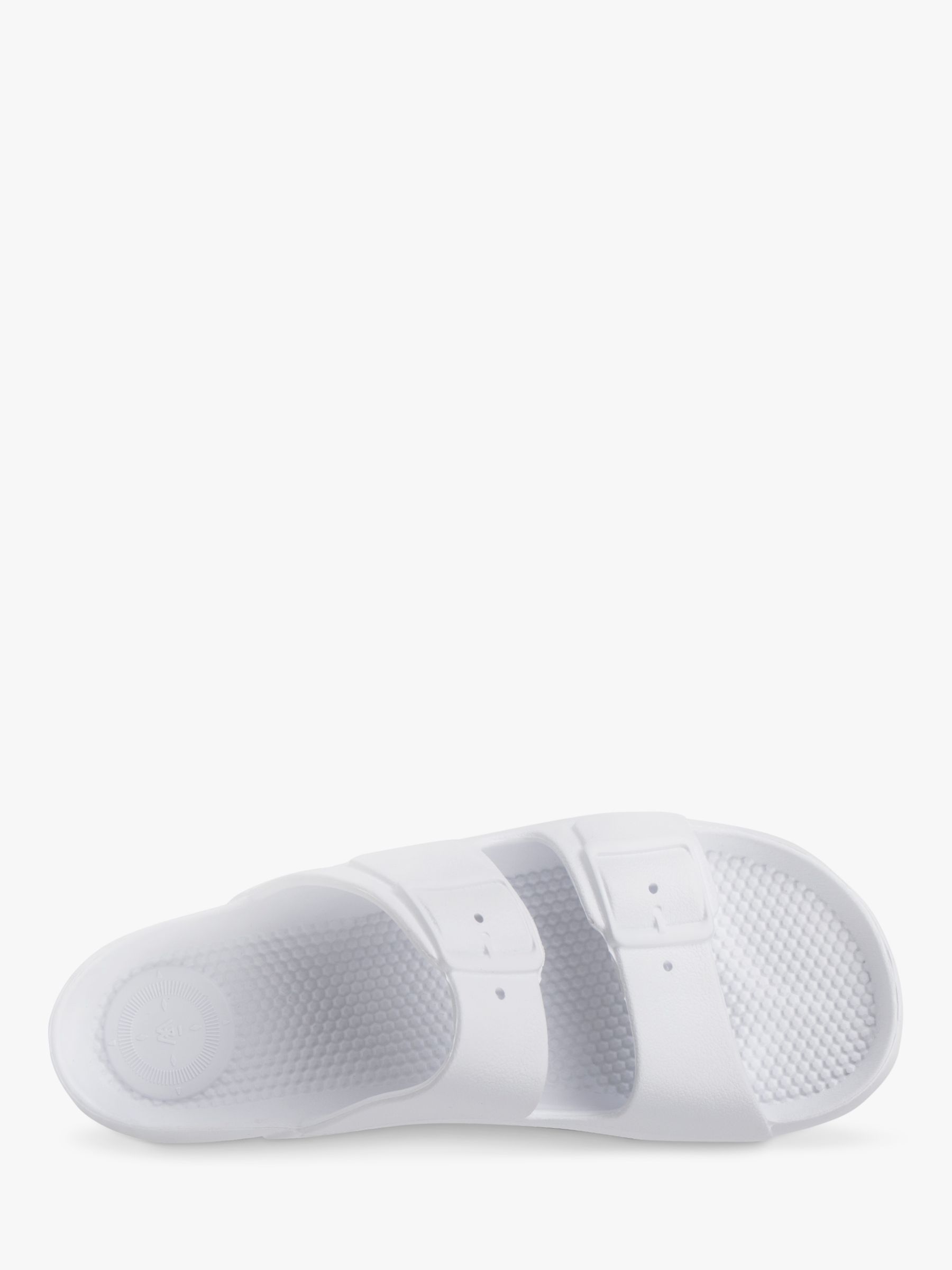 totes SOLBOUNCE Buckle Cross Slider Sandals, White at John Lewis & Partners