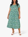 Live Unlimited Ditsy Floral Print Jersey Midi Dress, Green/Multi