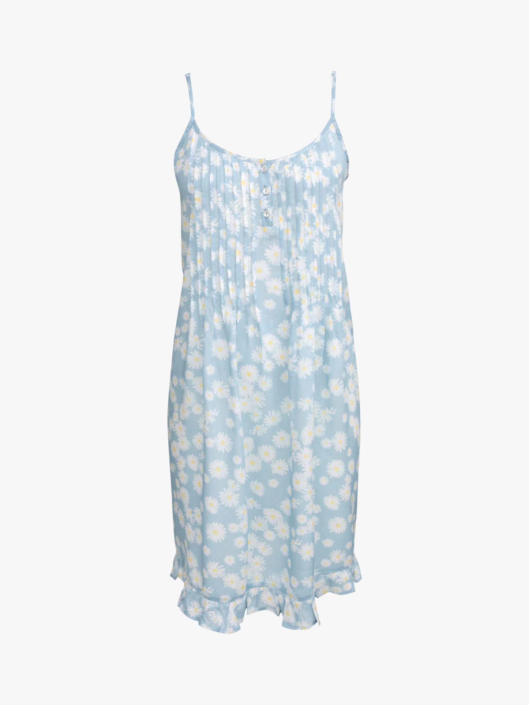 Wallace Cotton Daisy Floral Print Nightdress, Blue at John Lewis & Partners