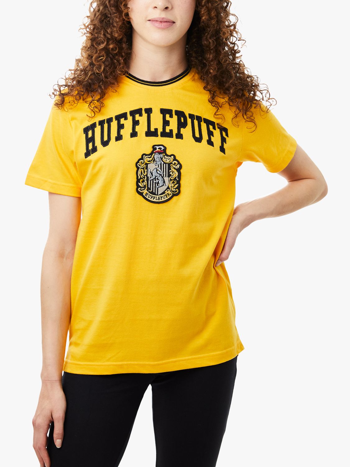 Buy Fabric Flavours Harry Potter Hufflepuff House T-Shirt, Yellow Online at johnlewis.com