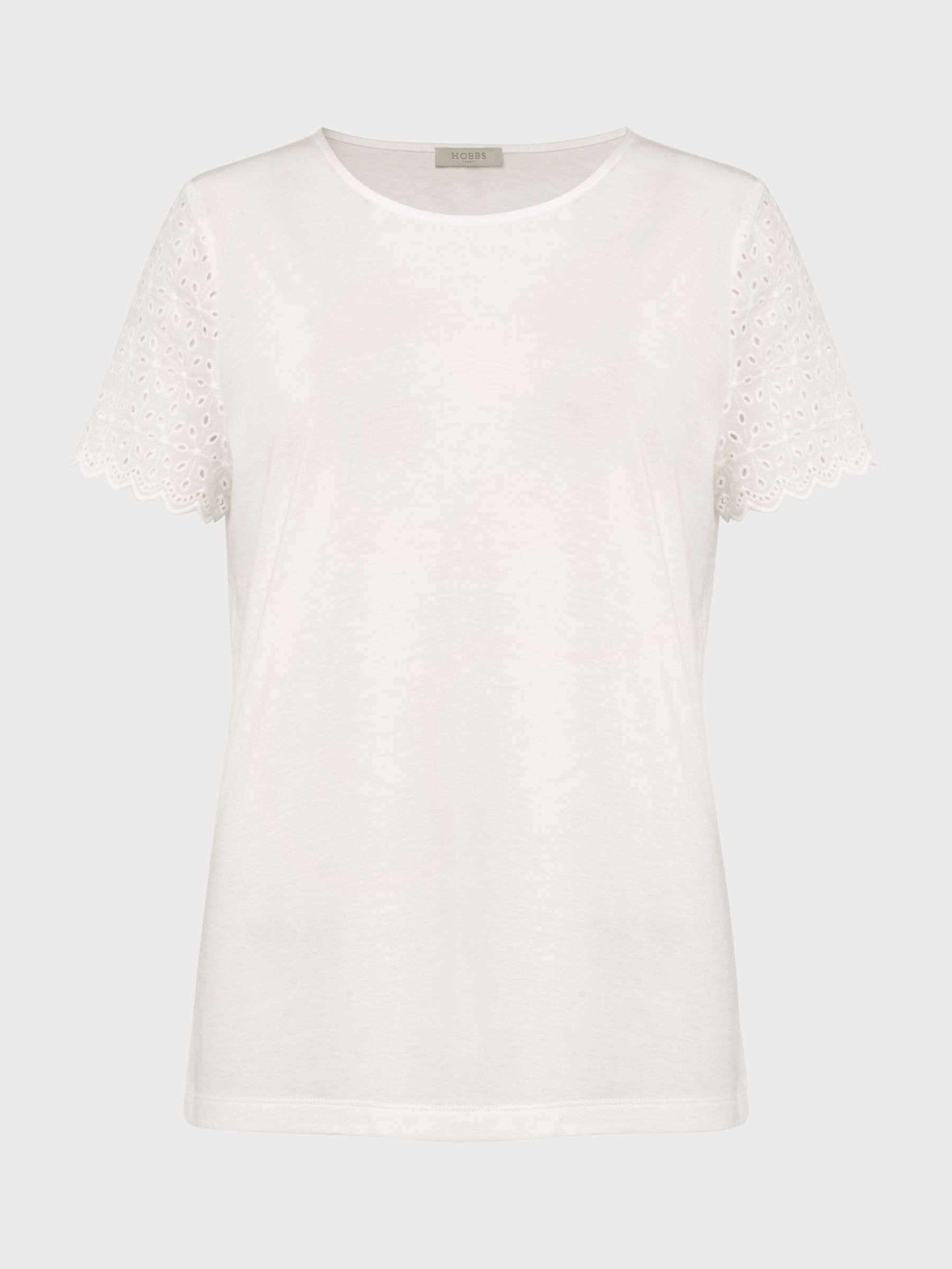 Hobbs Jessie Broderie Top, Ivory at John Lewis & Partners