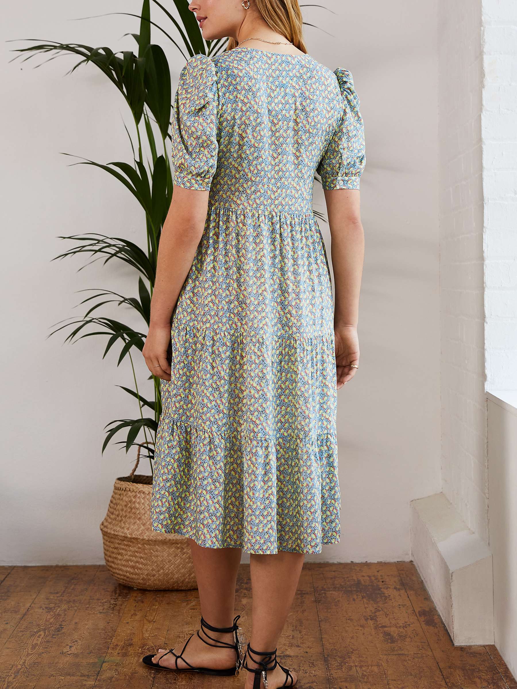 Buy Baukjen Evelyn Floral Midi Dress, Blue Seed Online at johnlewis.com