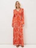 Phase Eight Ayla Abstract Spot Print Maxi Dress, Burnt Orange