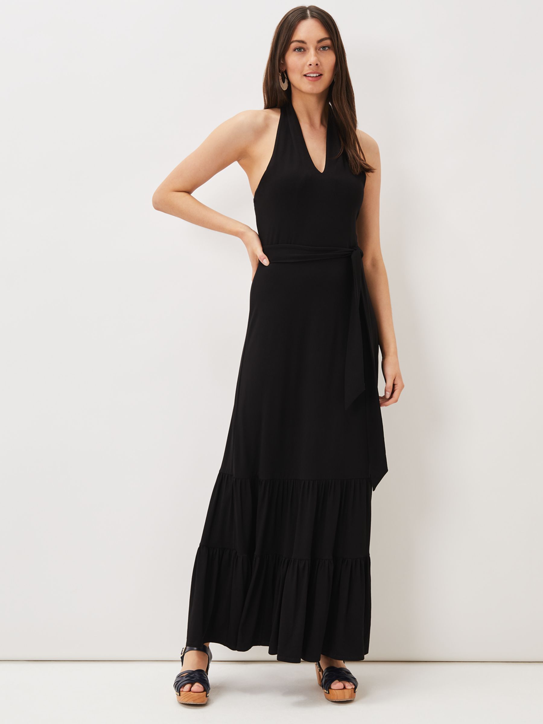 Phase Eight Valeria Halterneck Maxi Dress, Black, 10
