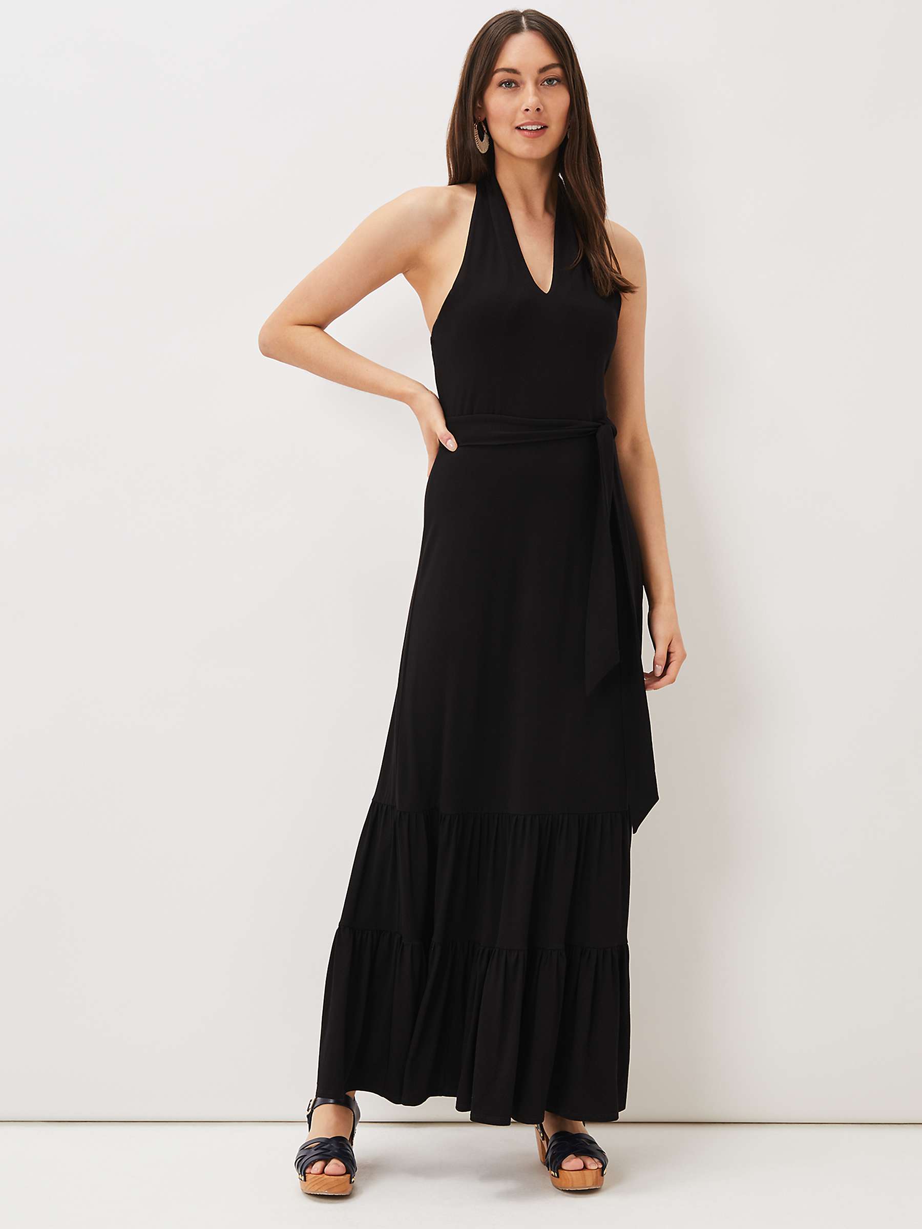 Phase Eight Valeria Halterneck Maxi Dress, Black at John Lewis & Partners