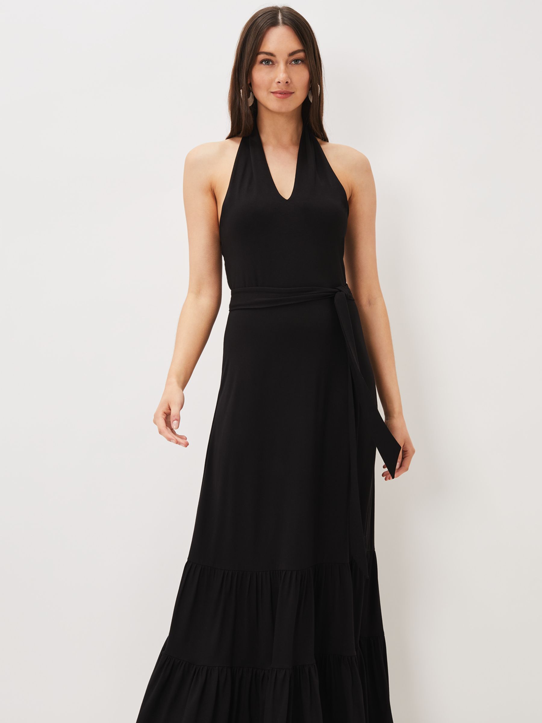 Phase Eight Valeria Halterneck Maxi Dress, Black, 10