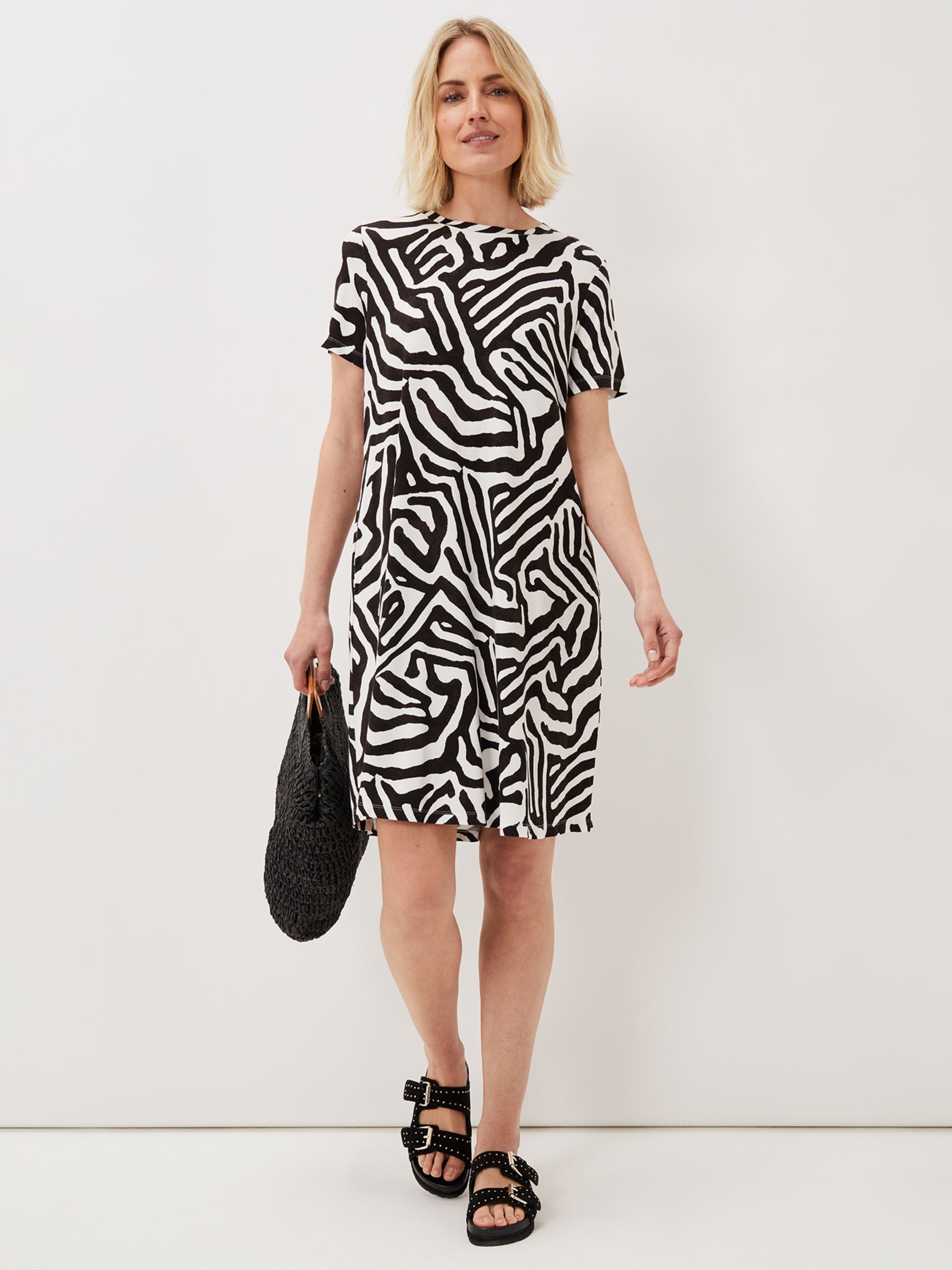 Phase Eight Isabelle Zebra Print Dress, Black/Ivory at John Lewis ...