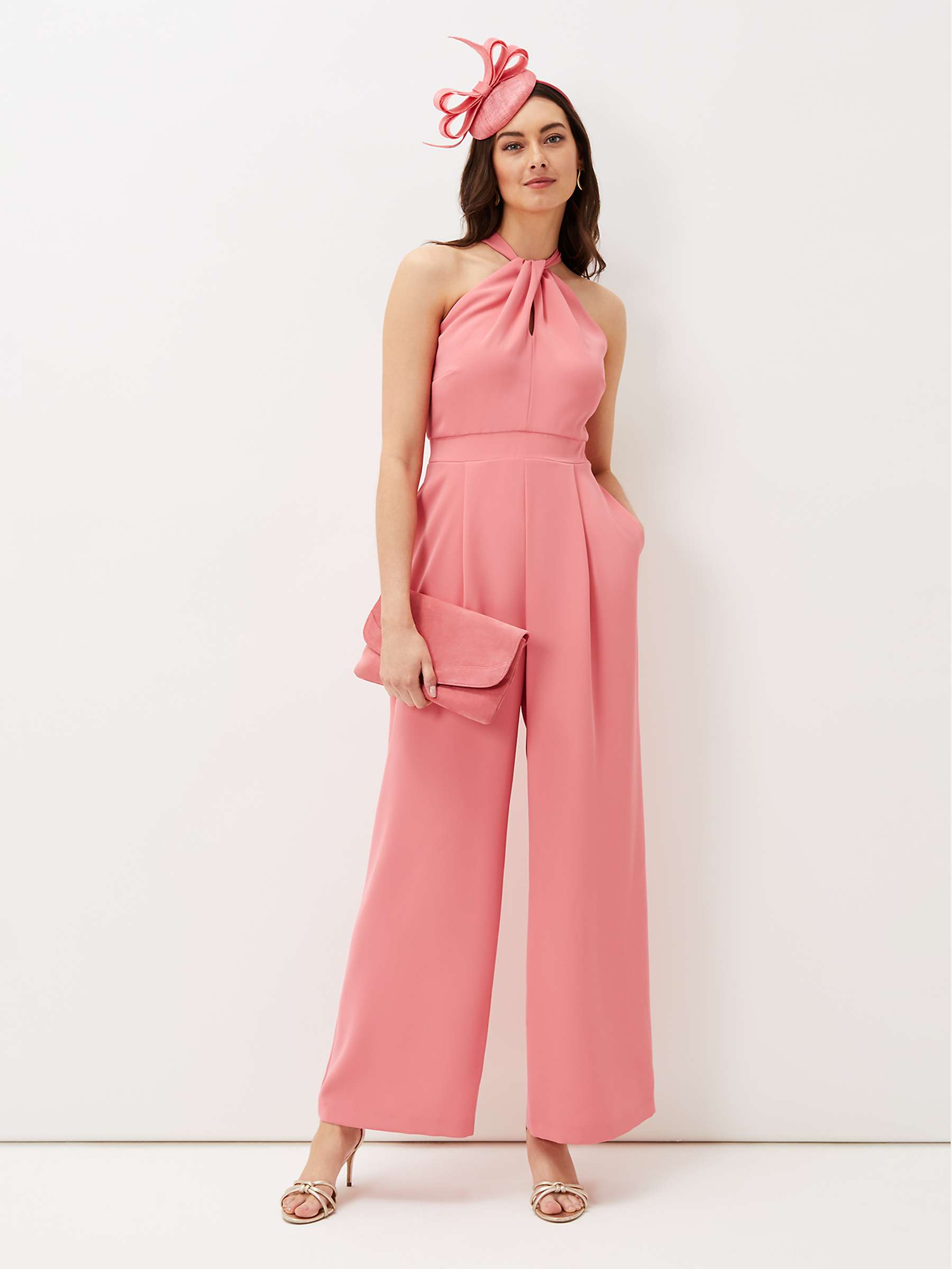 Buy Phase Eight Mellany Twisted Halterneck Jumpsuit, Watermelon Online at johnlewis.com