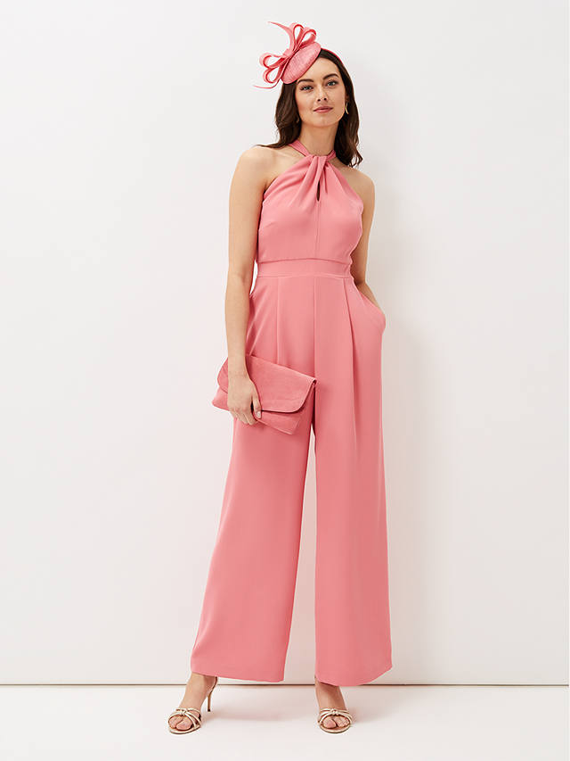 Phase Eight Mellany Twisted Halterneck Jumpsuit, Watermelon