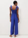 Phase Eight Linen Shirred Bodice Wide Leg Jumpsuit, Cobalt