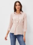 Phase Eight Otterly Twist Detail Linen Top, Soft Pink