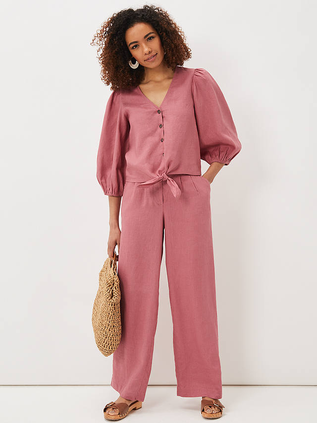 Phase Eight Raven Linen Tie Front Top, Rose