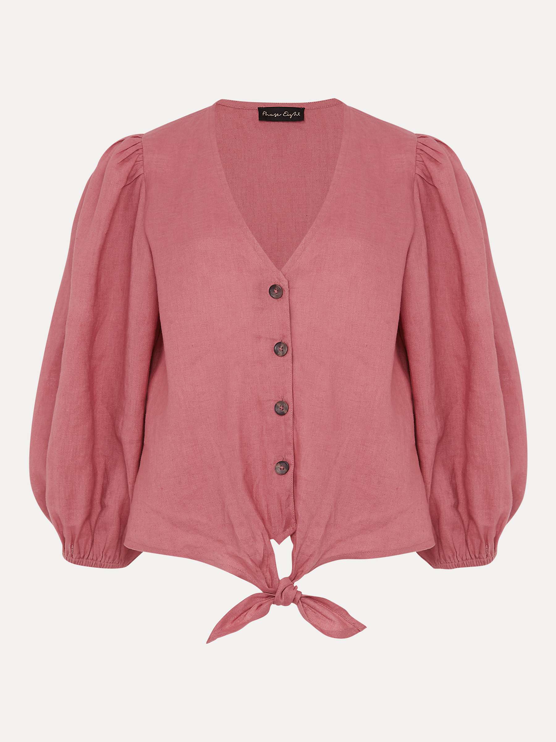 Buy Phase Eight Raven Linen Tie Front Top, Rose Online at johnlewis.com