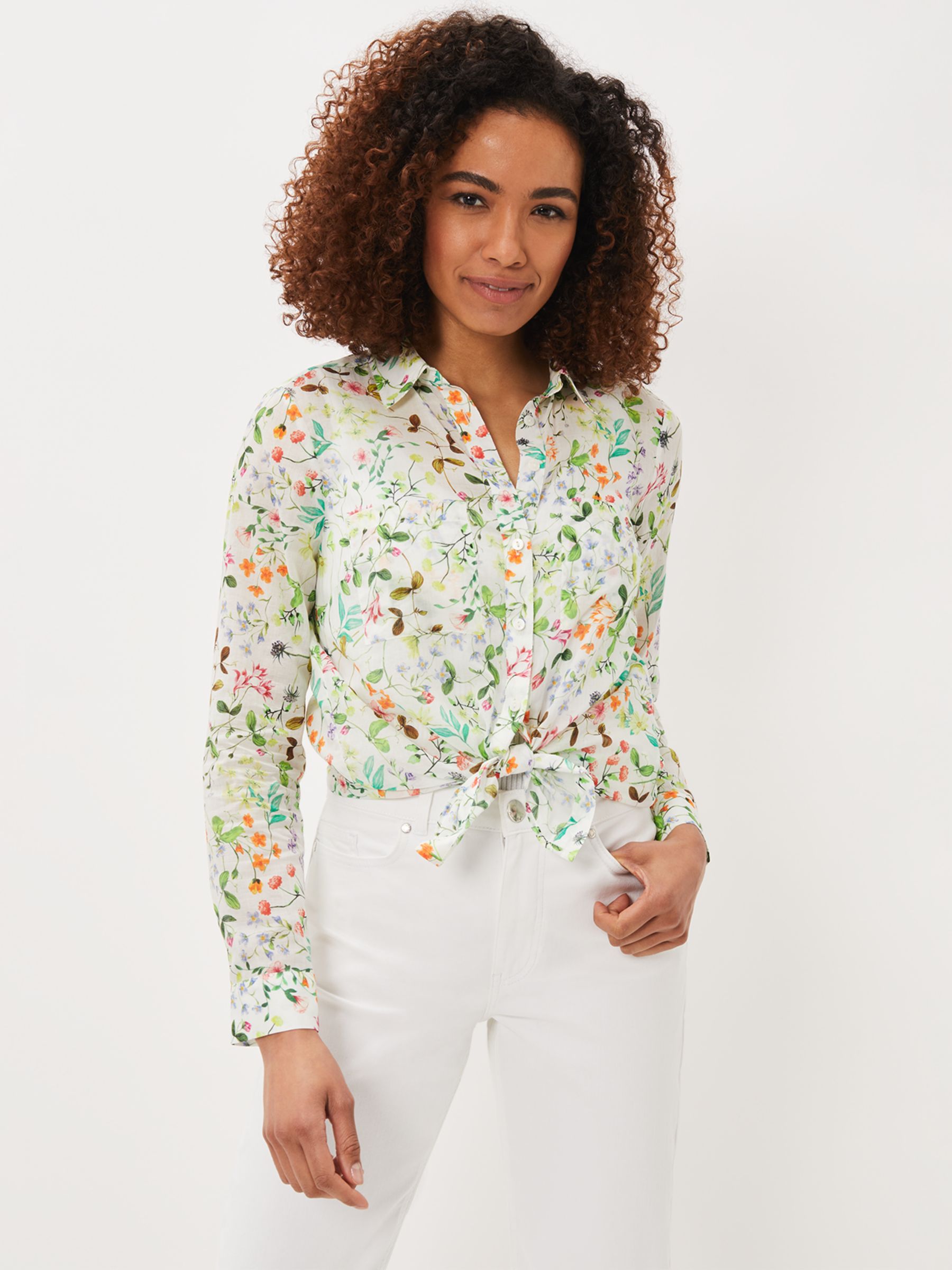 Phase Eight Maddelena Floral Print Blouse, White/Multi, 8