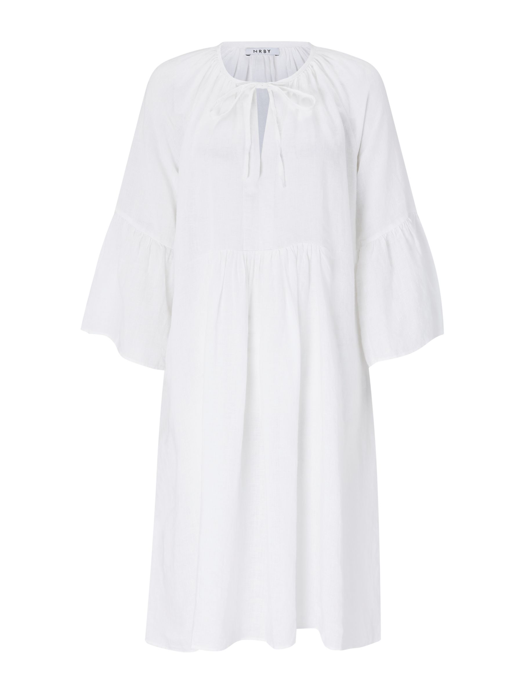 NRBY Elizabeth Linen Tunic Dress, White at John Lewis & Partners