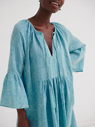 NRBY Elizabeth Linen Tunic Dress, Turquoise