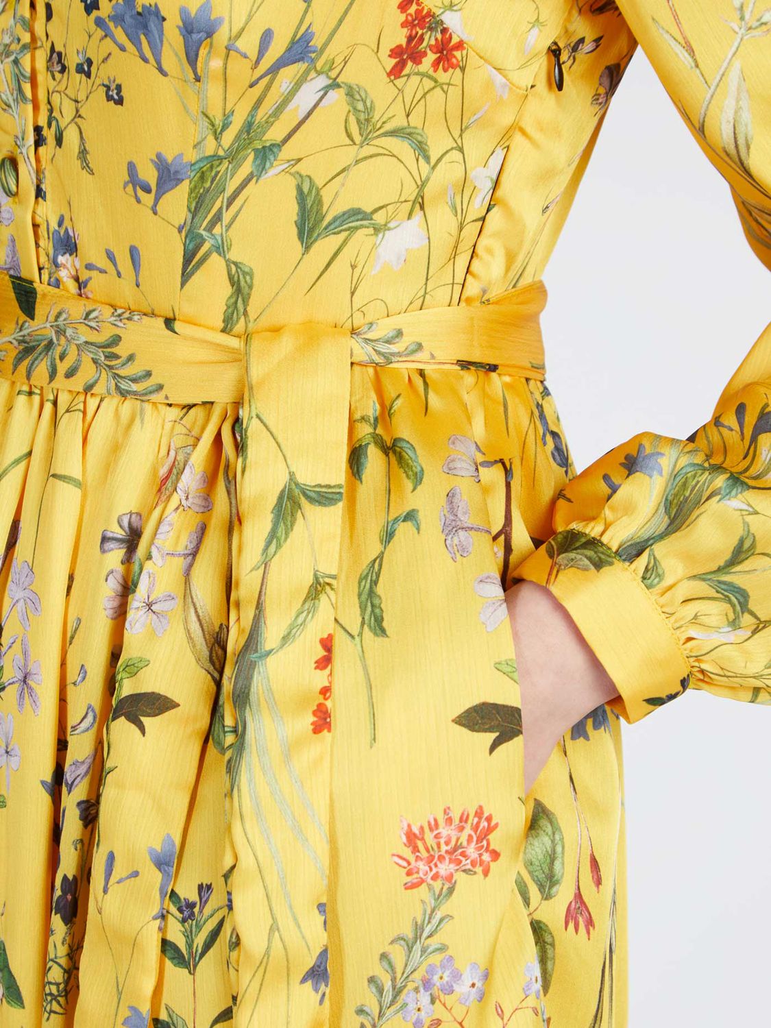 Aab Ochre Satin Floral Maxi Dress, Yellow at John Lewis & Partners