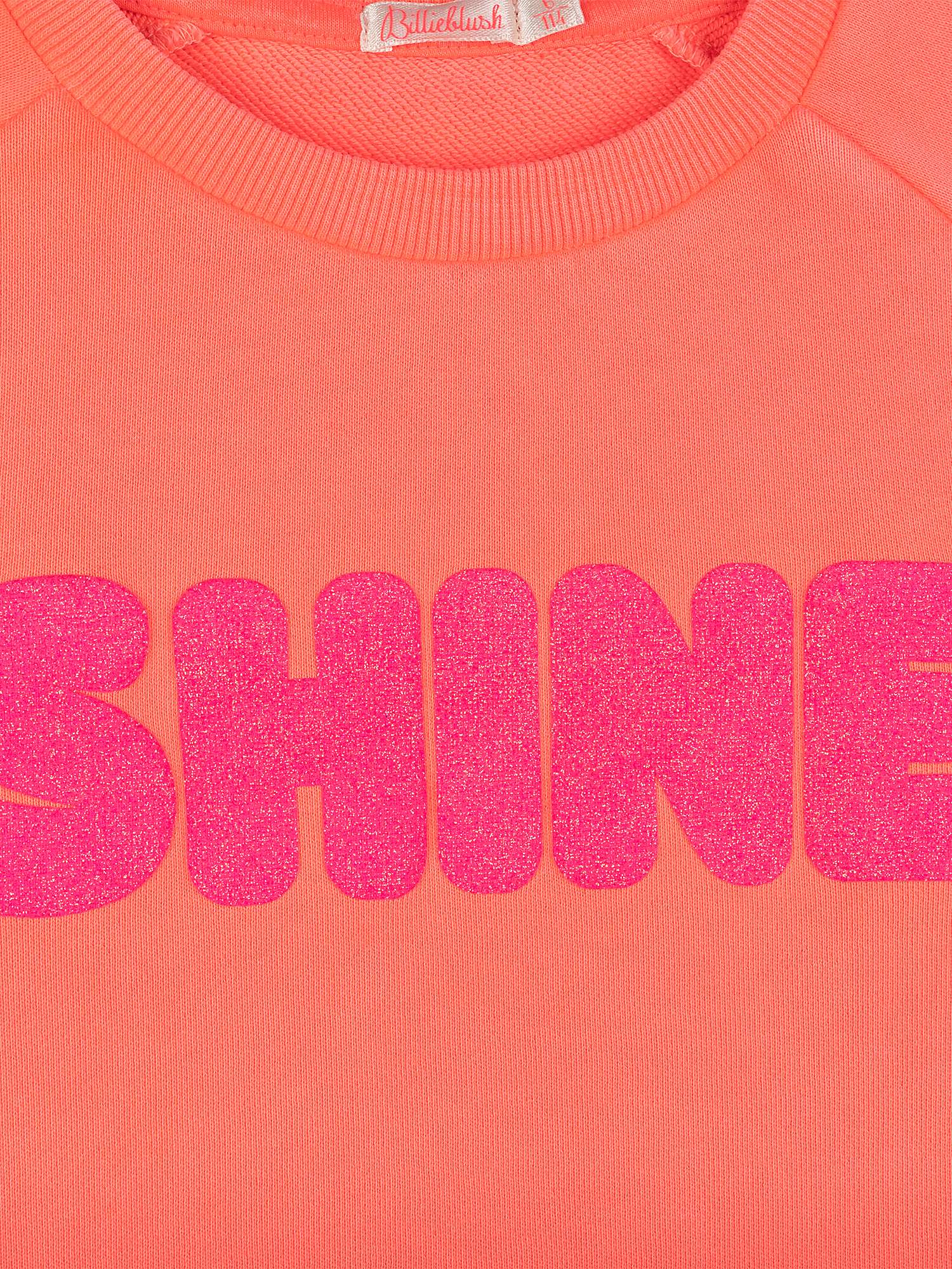Buy Billieblush Kids' Shine Logo Fleece Dress, Corail Fluo Online at johnlewis.com