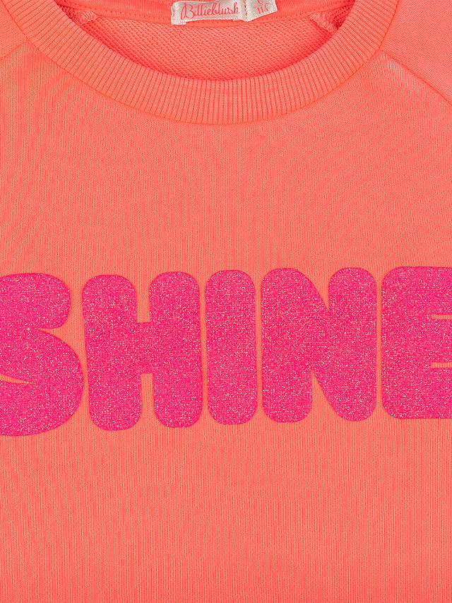 Billieblush Kids' Shine Logo Fleece Dress, Corail Fluo