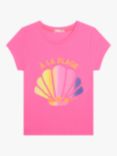 Billieblush Kids' A La Plage Print T-Shirt, Neon Pink