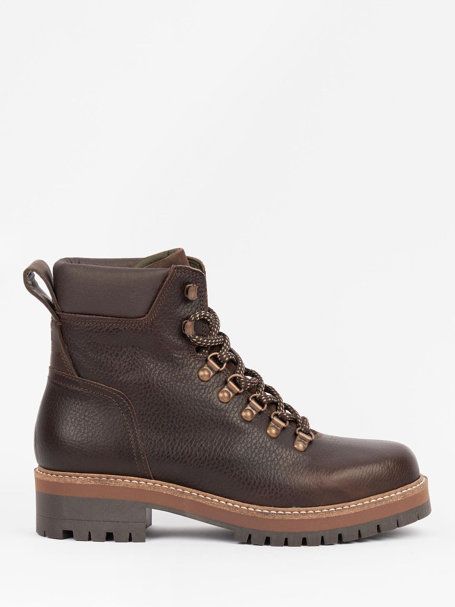 Barbour Stanton Leather Lace Up Ankle Boots, Dark Brown at John Lewis ...