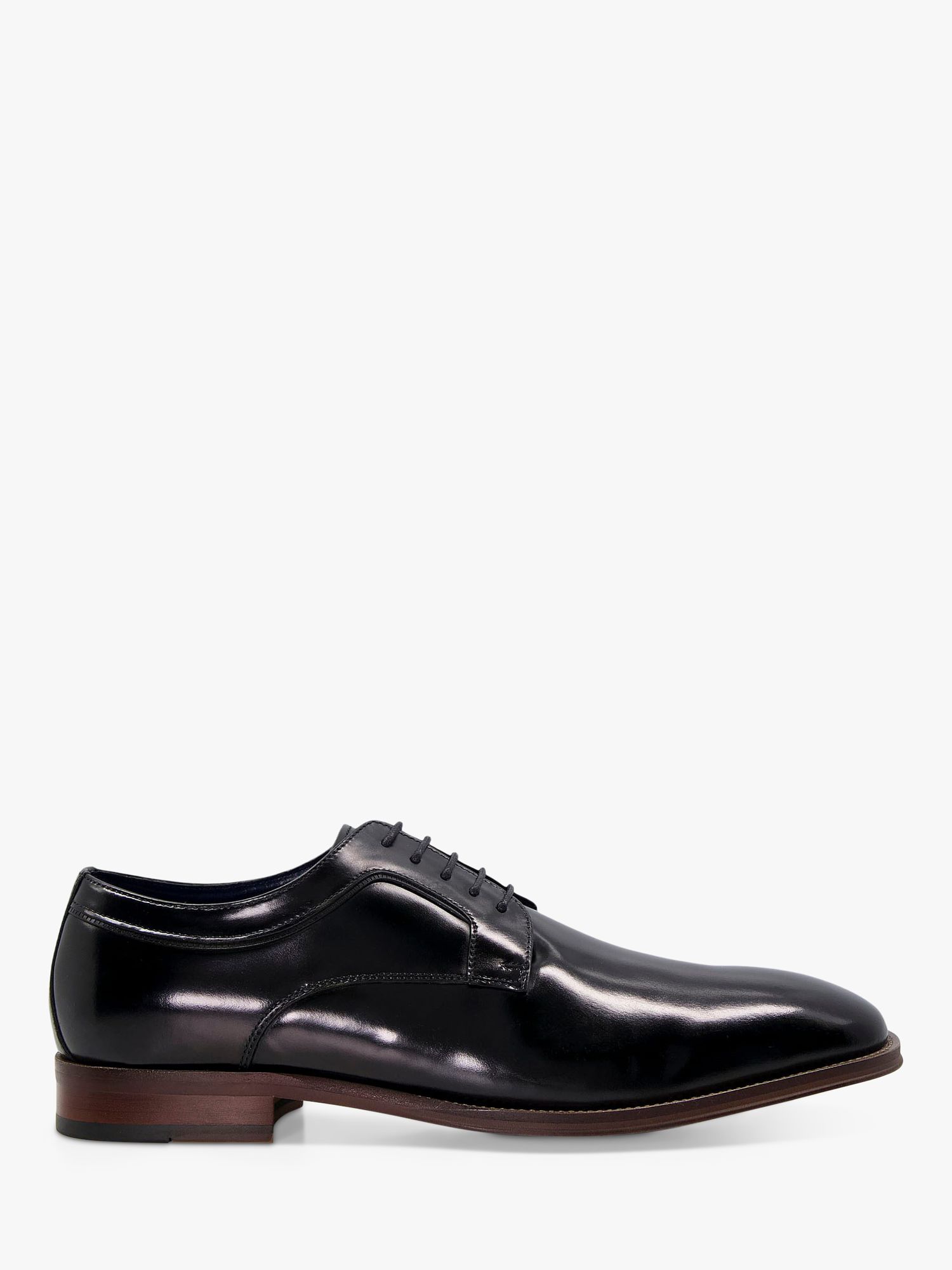 Dune Sparrows Wide Fit Leather Gibson Shoes, Black-leather