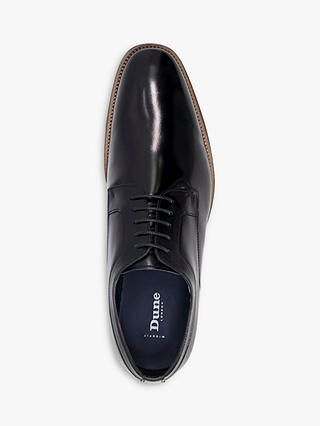 Dune Sparrows Wide Fit Leather Gibson Shoes, Black at John Lewis & Partners