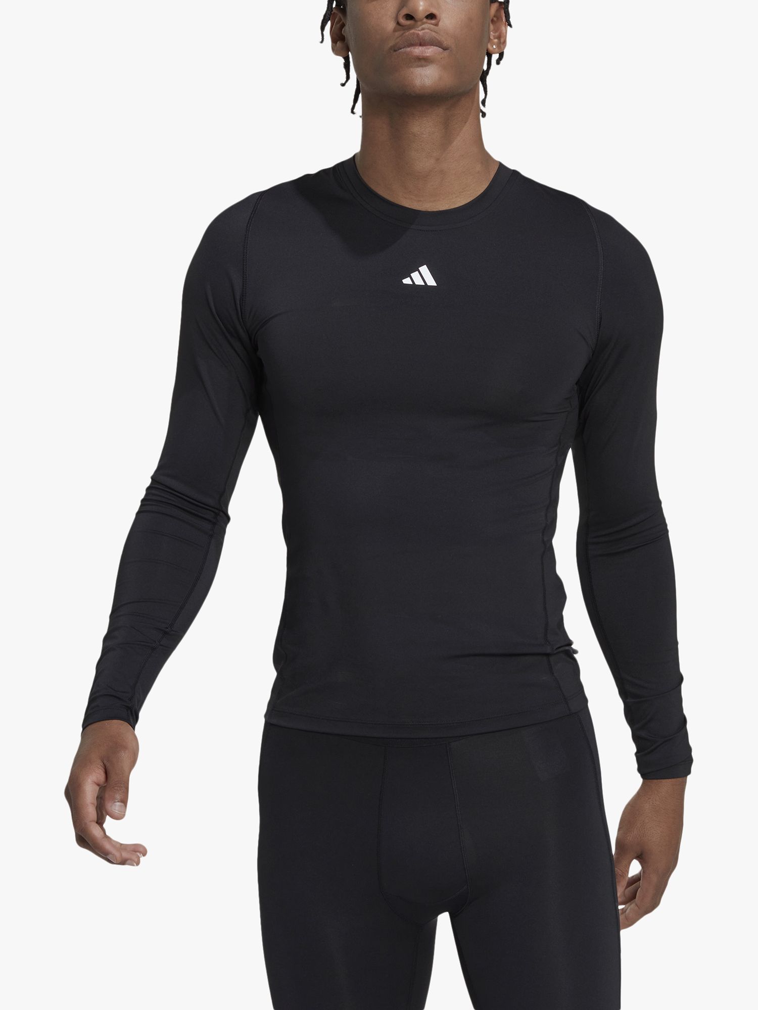 adidas Techfit Long Sleeve Compression Gym Top, Black, S