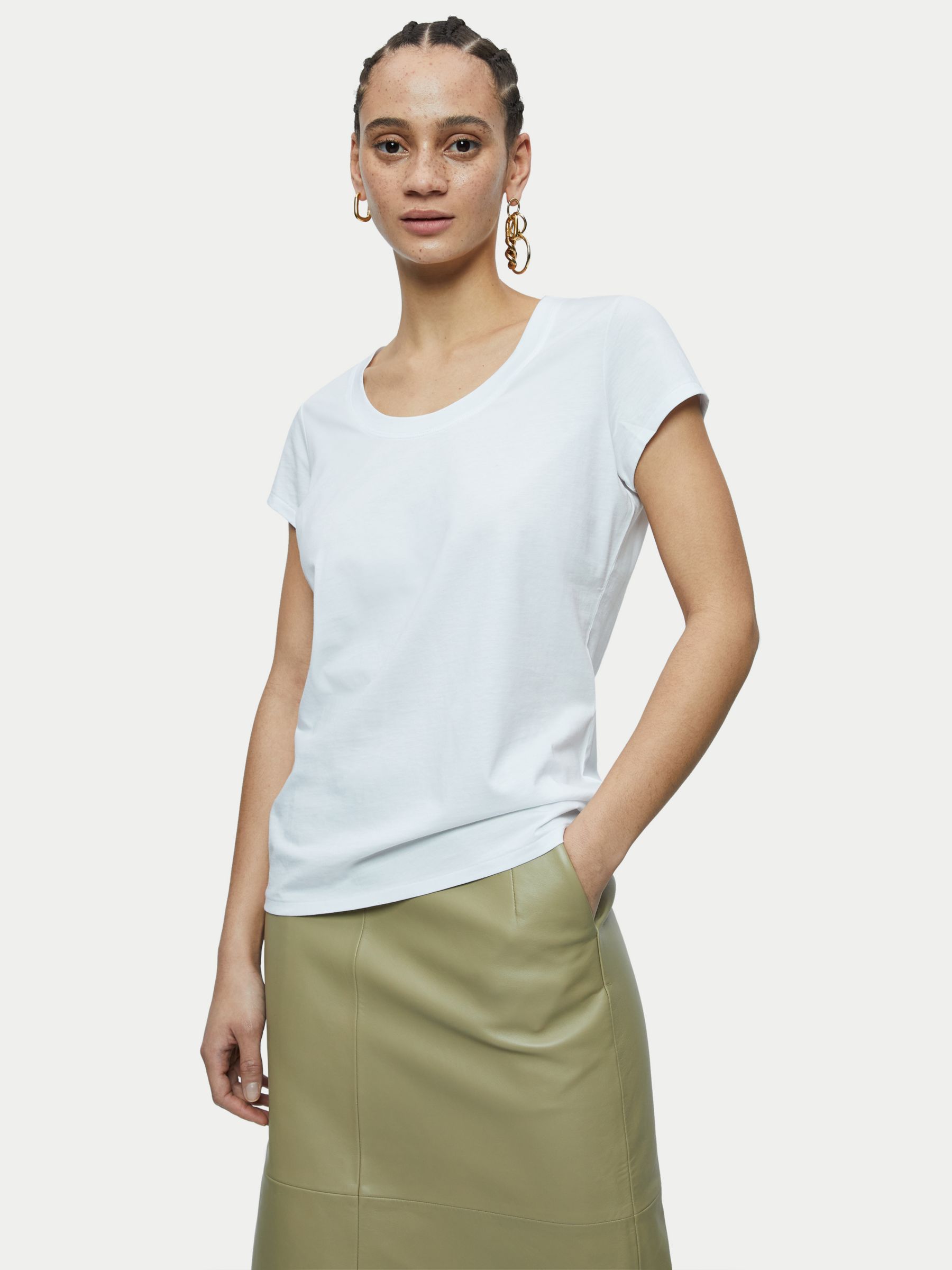 Jigsaw Supima Cotton T-Shirt, White, XS