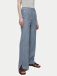 Jigsaw Linen Blend Check Trousers, Navy/Multi