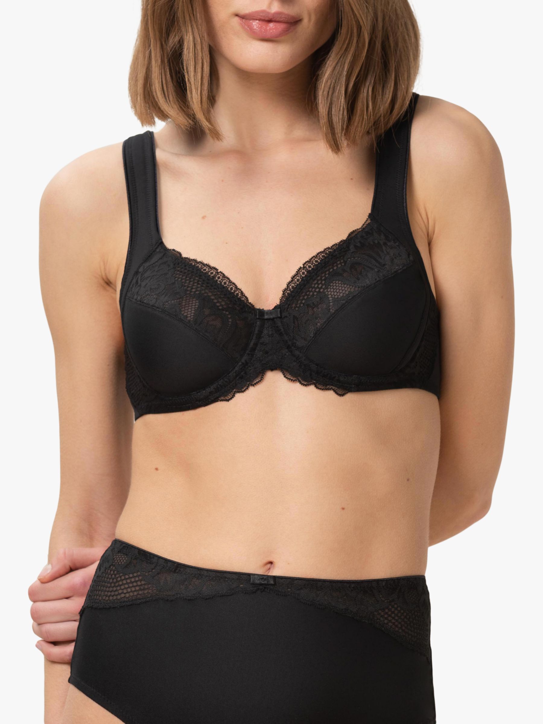 Luxury Cotton and Lace Underwired Bra in Black