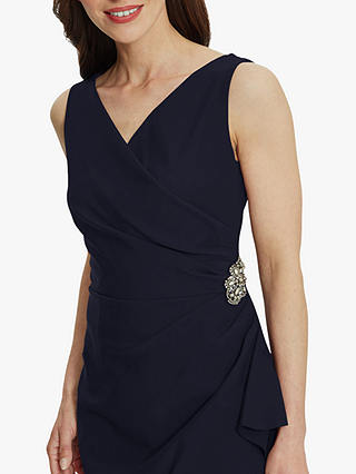 Gina Bacconi Sherry Crystal Embellishment Wrap Dress, Navy