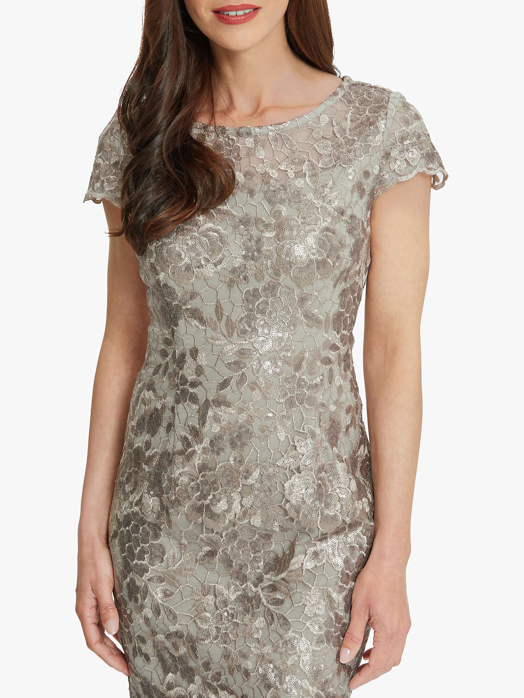 Buy Gina Bacconi Dorris Sequin Dress, Taupe Online at johnlewis.com