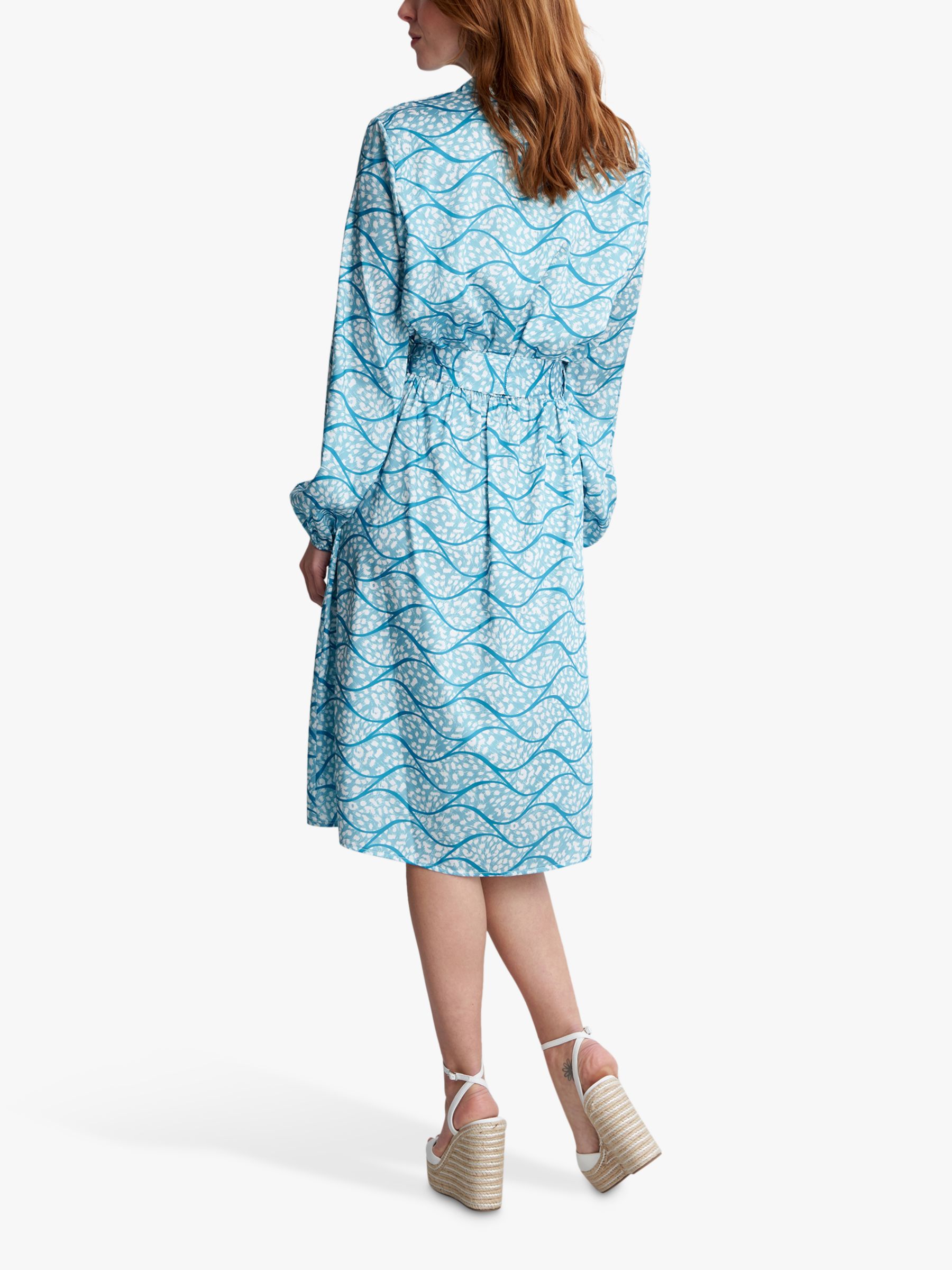 Gina Bacconi Rotem Long Sleeve Shirt Dress, Turquoise, S