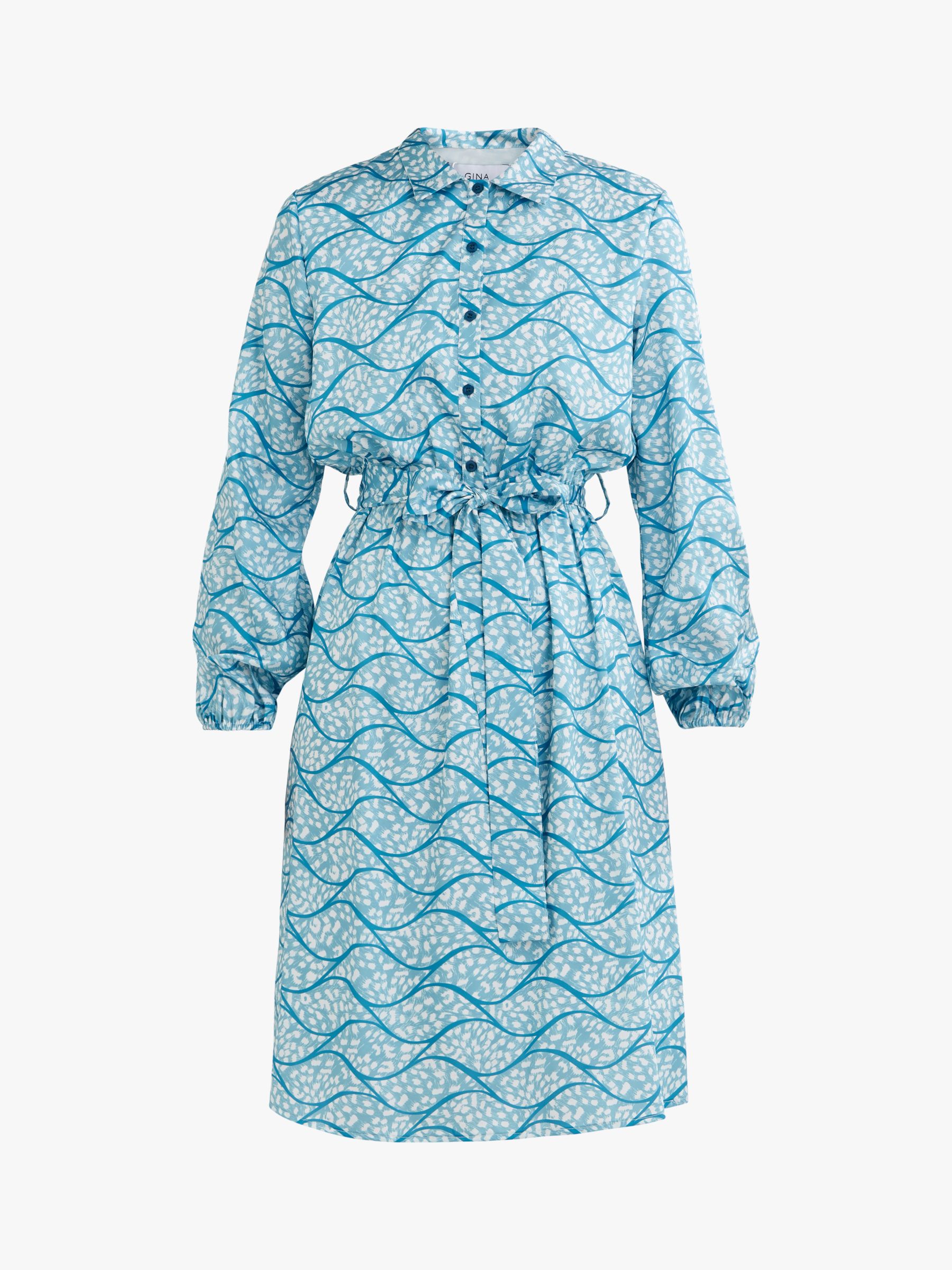 Buy Gina Bacconi Rotem Long Sleeve Shirt Dress, Turquoise Online at johnlewis.com