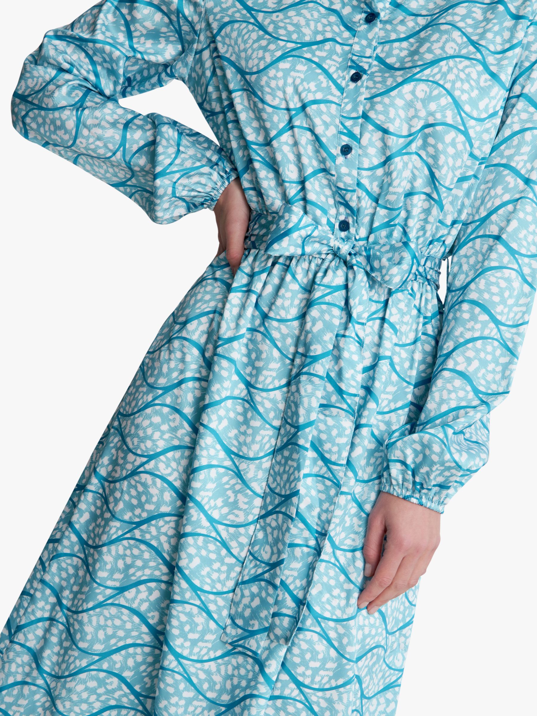 Gina Bacconi Rotem Long Sleeve Shirt Dress, Turquoise, S