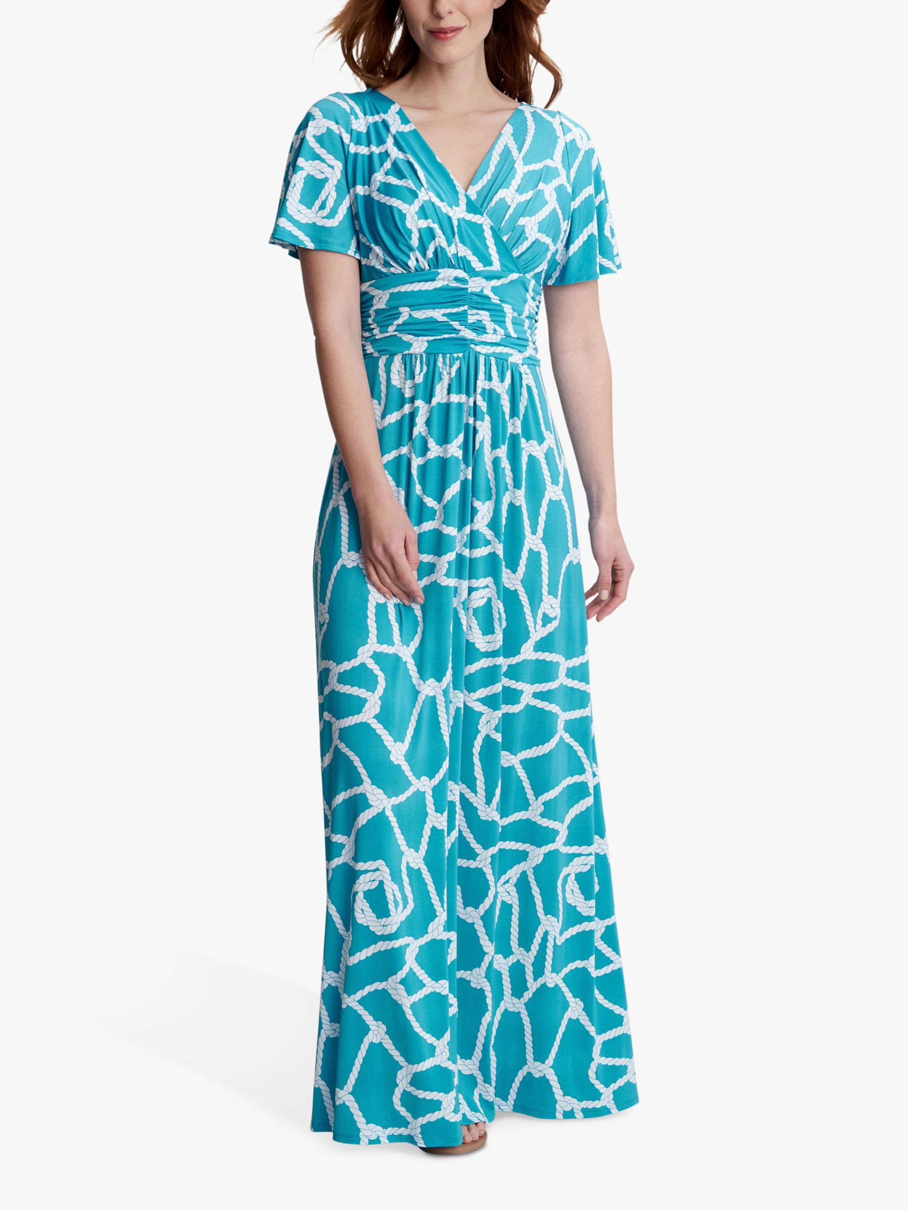 Gina Bacconi Maylin Jersey Short Sleeve Maxi Dress, Turquoise