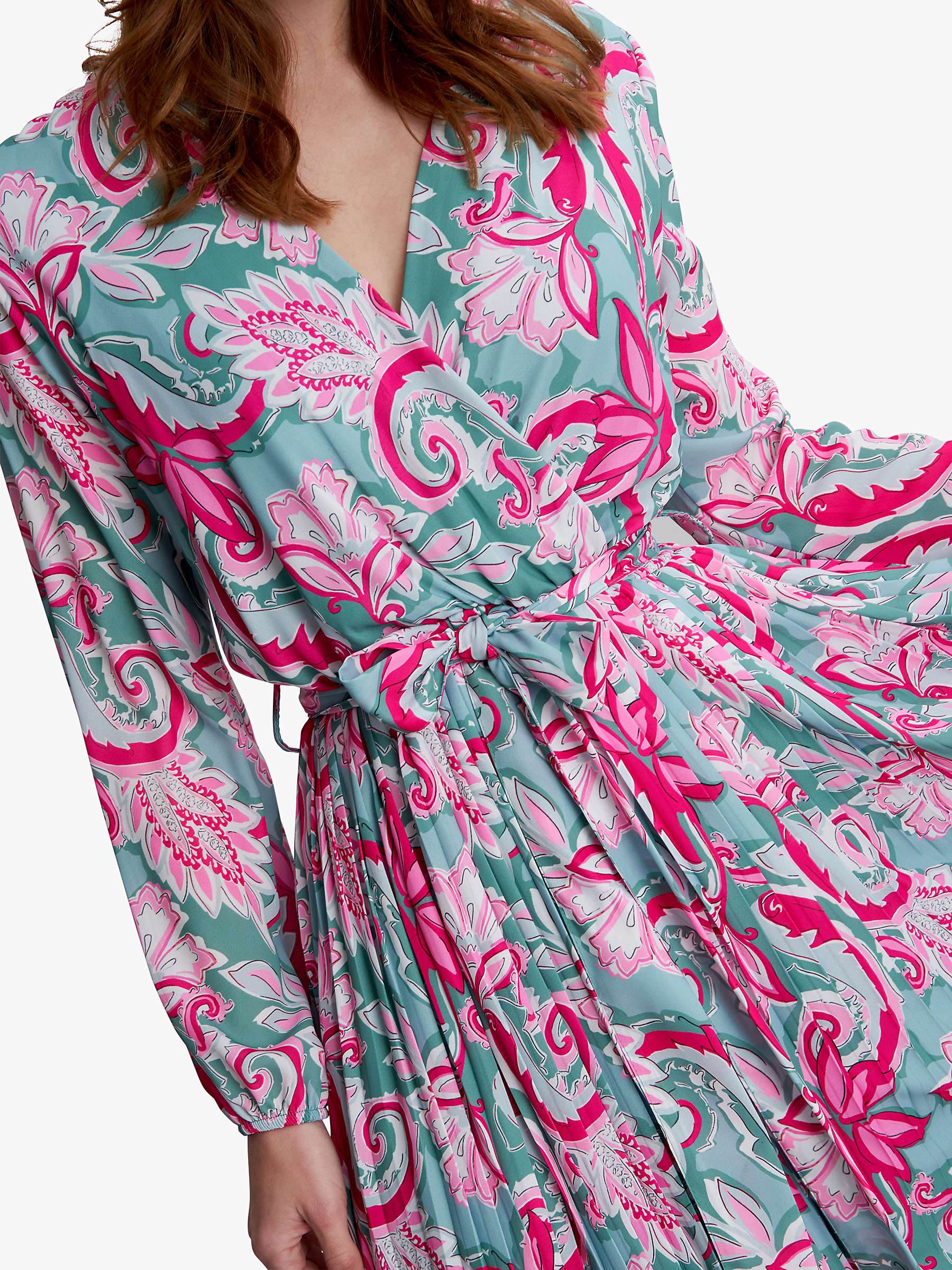 Buy Gina Bacconi Mindi Wrap Floral Midi Dress, Green/Pink Online at johnlewis.com