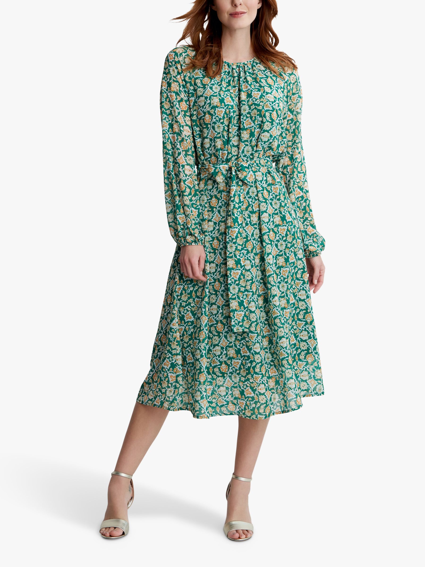 Gina Bacconi Natia Floral Midi Dress, Green/Multi