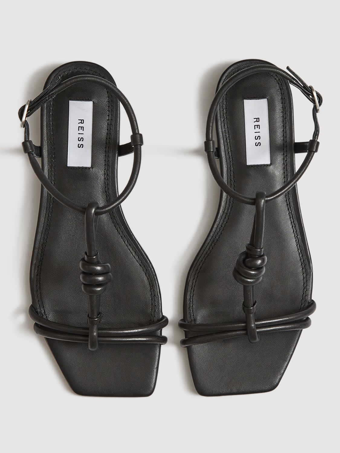 Reiss Bacton Leather Knot Detail Flat Sandals