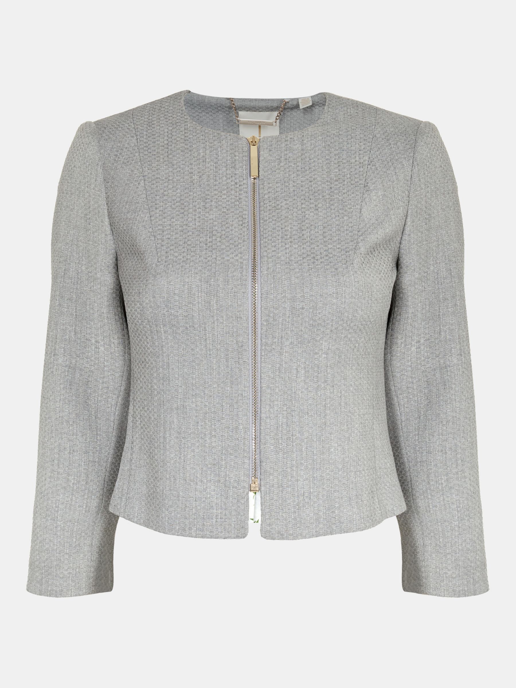 Ted Baker Michah Cropped Textured Blazer, Light Grey