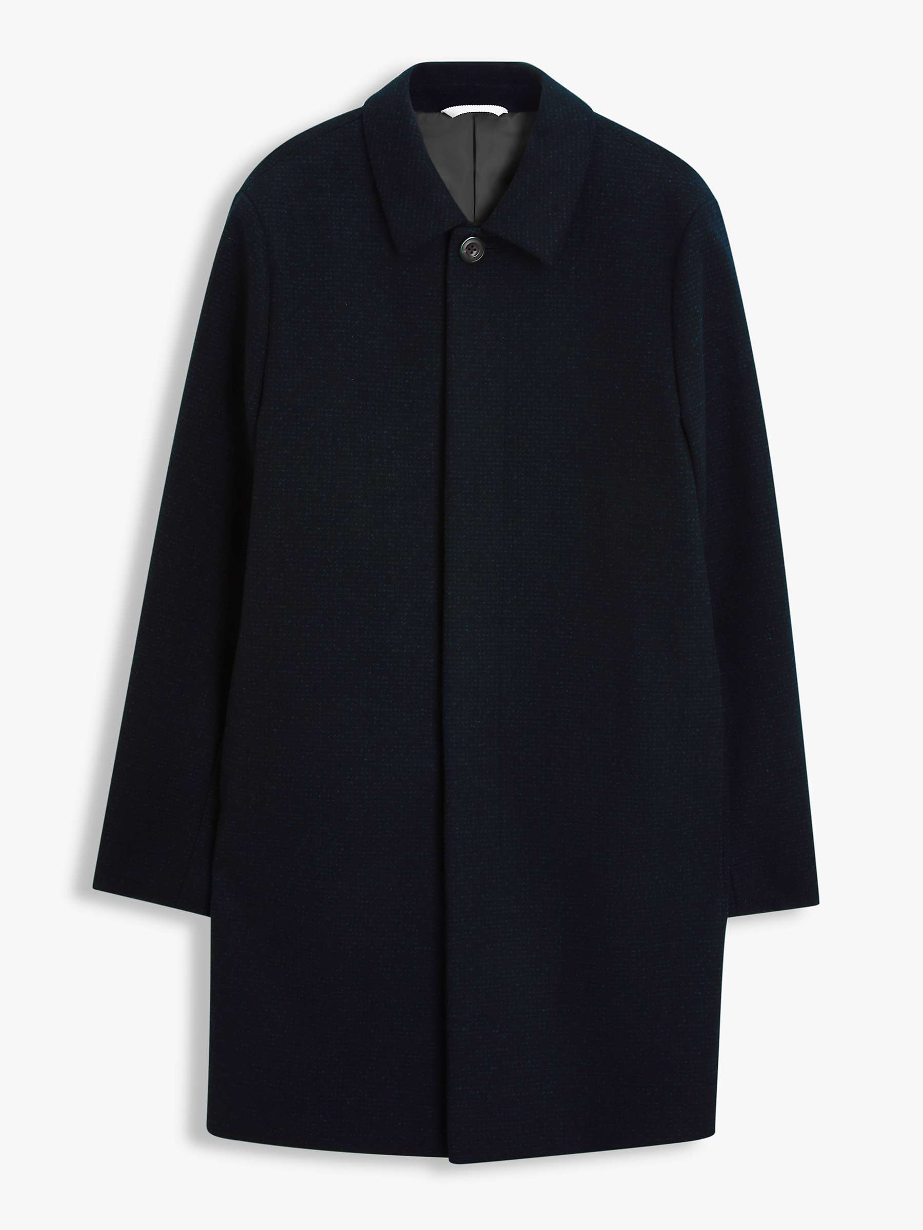 Kin Bonded Wool Blend Overcoat, Navy Texture at John Lewis & Partners