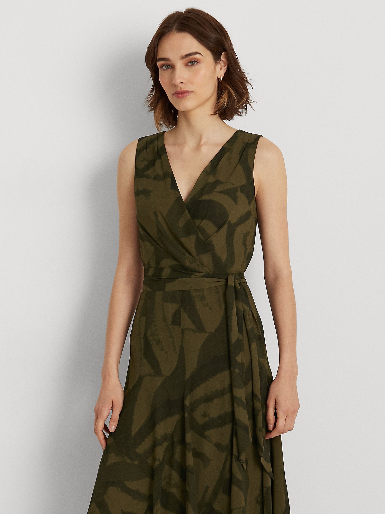 Ralph Lauren Adariah Zebra Print Sleeveless Dress, Olive