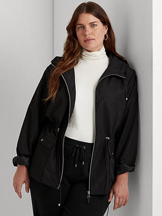 Ralph Lauren Curve Plain Packable Filled Rain Coat, Black