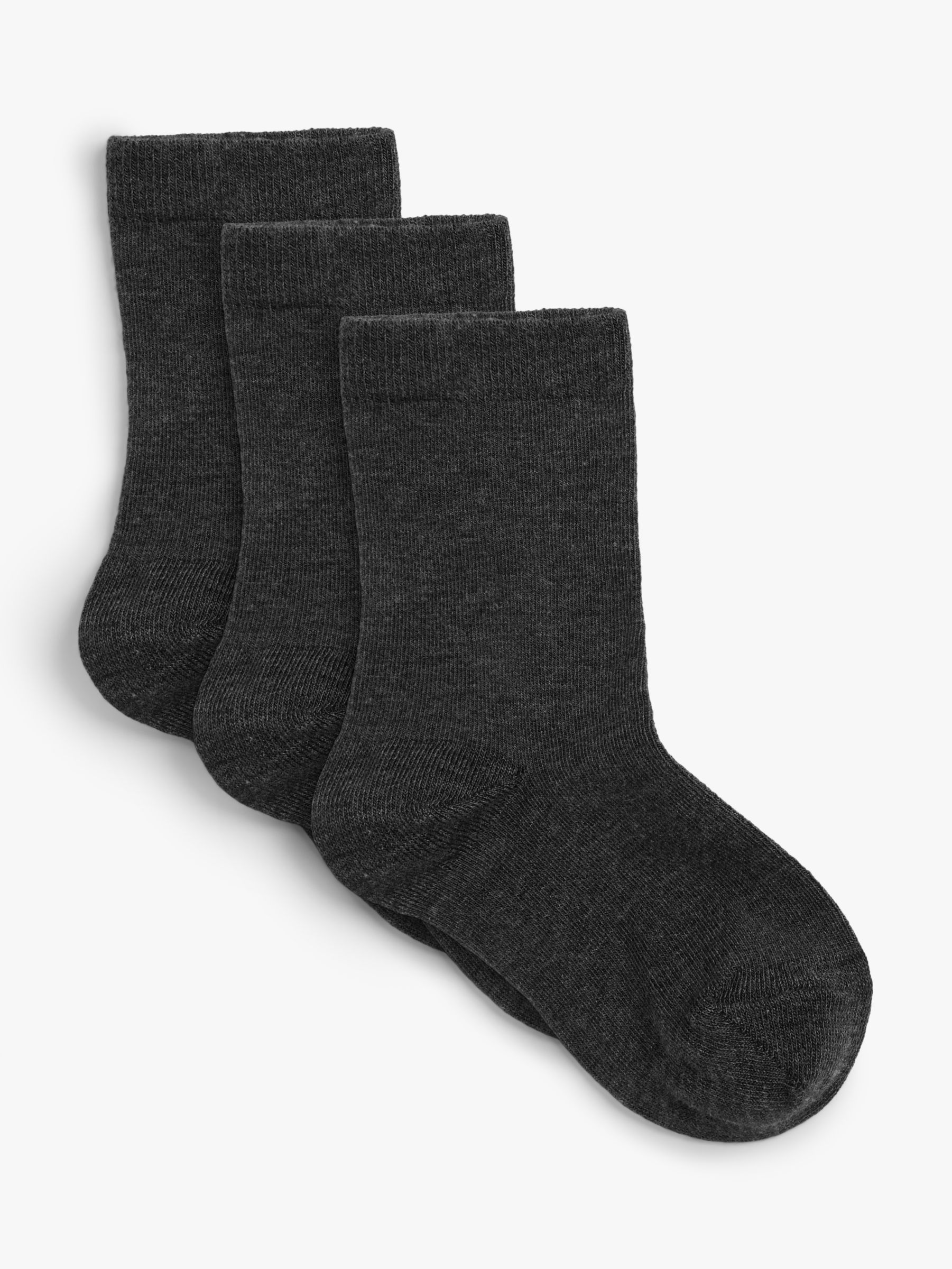John Lewis Kids' Supersoft Thermal Ankle Socks, Pack of 3, Charcoal, 4-7