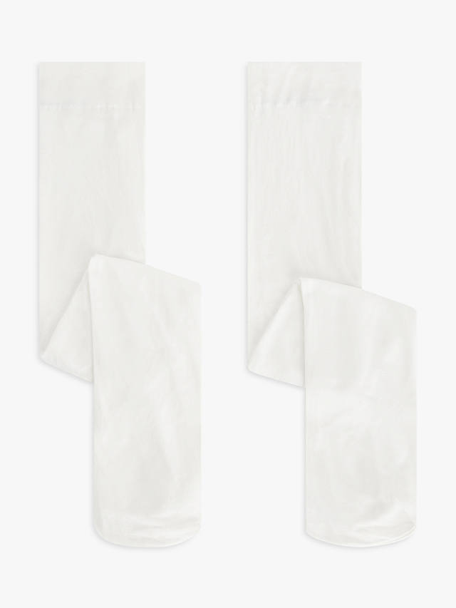 John Lewis ANYDAY Kids' Opaque Tights, Pack of 2, White